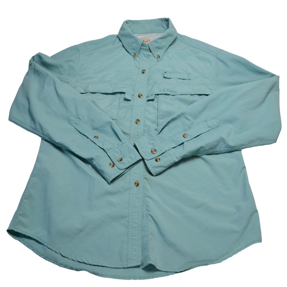 Title for Listing L.L.Bean Tropicwear Fishing Shirt Blue Button Front Womens M - Picture 4 of 7